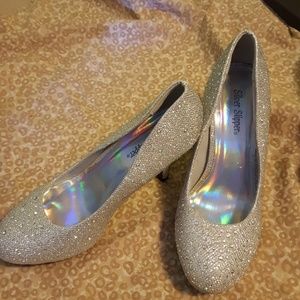 Silver slipper heels
